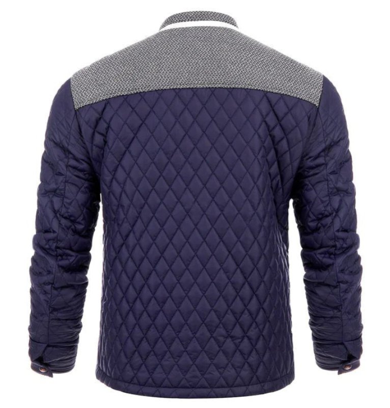 Men's Quilted Dapper Jacket with Plaid Pattern