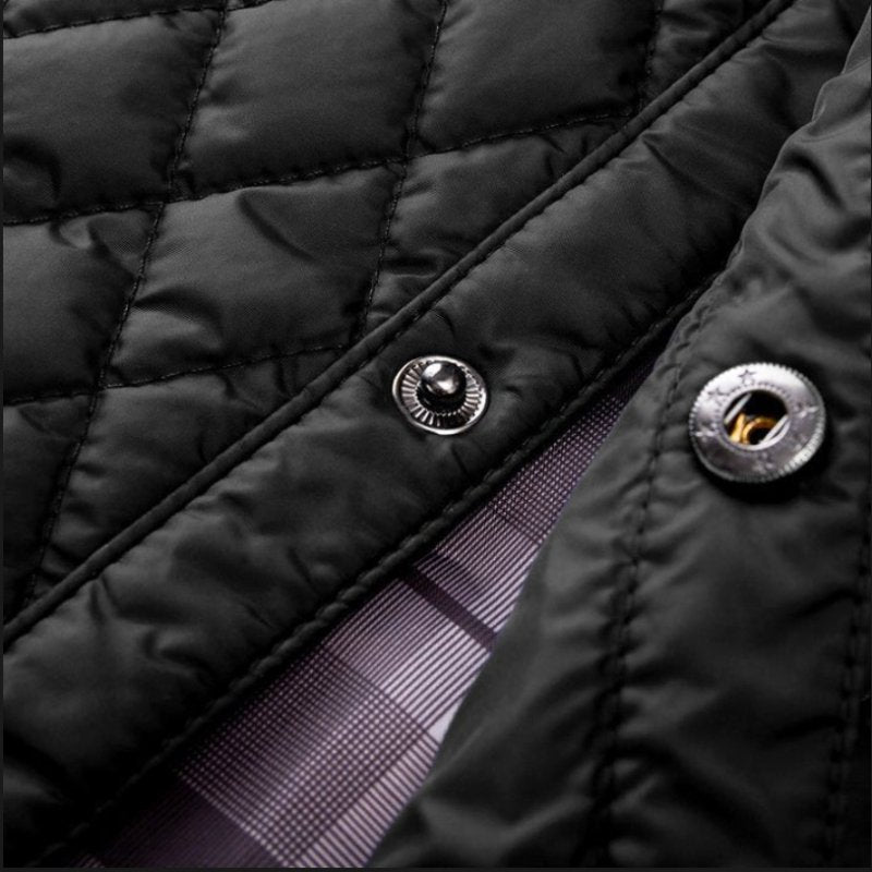 Men's Quilted Dapper Jacket with Plaid Pattern